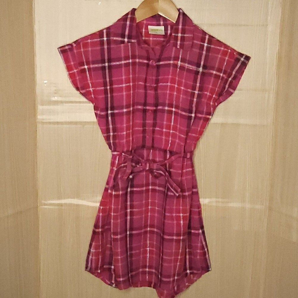 Crazy 8 Girls Pink Plaid Shirt Dress 8